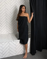Micro Waffle Shower Curtain - Black